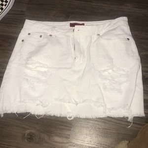 White mini jean skirt
